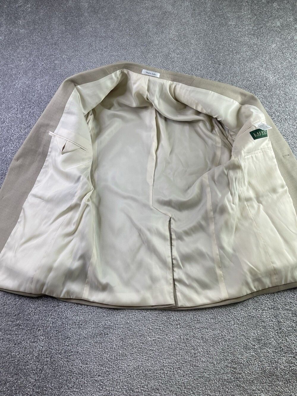 Lauren Ralph Lauren Mens 38R Tan Sport Coat Blazer 2 Button Center Vent Beige - Picture 3 of 11